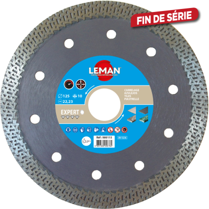 Disque diamant à jante continue 125 x 22,23 x 10 mm LEMAN