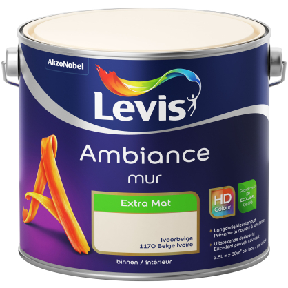 Peinture mur Ambiance Beige Ivoire extra mat 2,5 L LEVIS