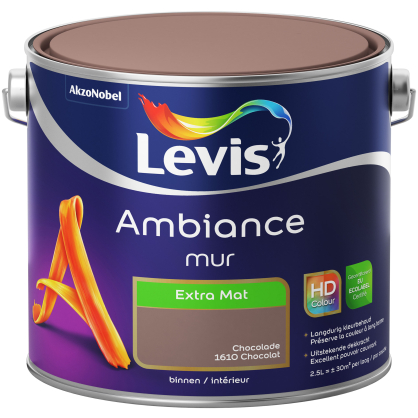 Peinture mur Ambiance Chocolat extra mat 2,5 L LEVIS