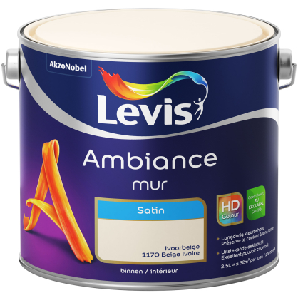 Peinture mur Ambiance Beige Ivoire satin 2,5 L LEVIS