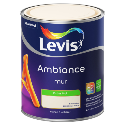 Peinture mur Ambiance Beige Ivoire extra mat 1 L LEVIS