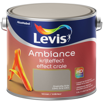 Peinture murale Ambiance effet craie gris infini ultra mat 2,5 L LEVIS