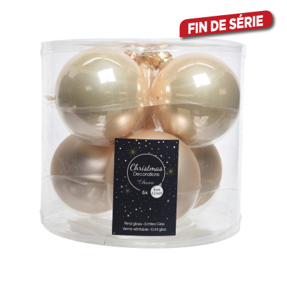 Boule de Noël en verre perle 8 cm 6 pièces DECORIS