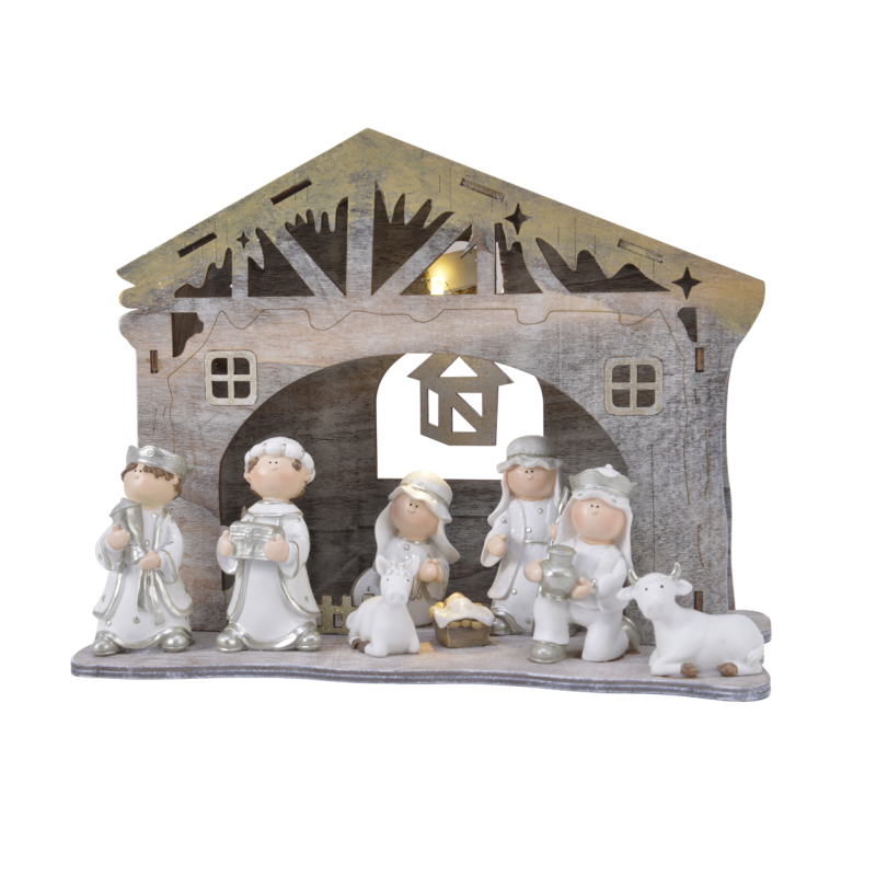 Crèche de Noël lumineuse avec 8 figurines DECORIS