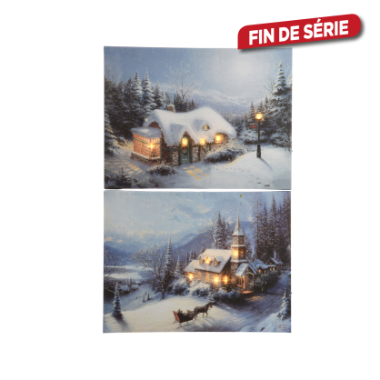 Tableau paysage d'hiver LED 60 cm LUMINEO