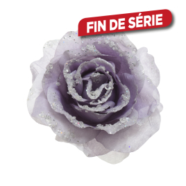 Décoration à clip en forme de rose 14 cm Lila givré DECORIS