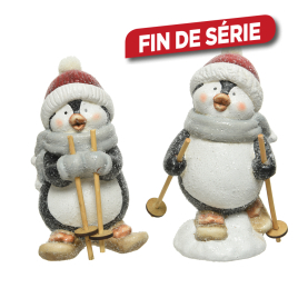 Pingouin de Noël en terre cuite 17,5 cm DECORIS