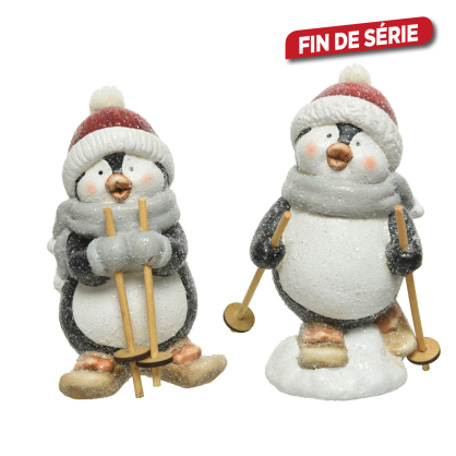 Pingouin de Noël en terre cuite 17,5 cm DECORIS