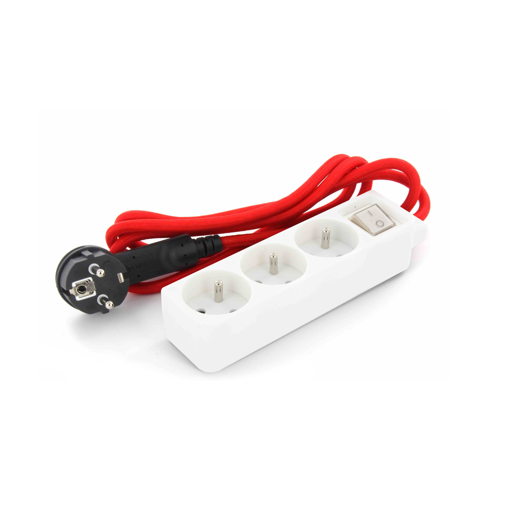 Chacon bloc multiprise design prise plate 3x avec interrupteur et câble  1,5m blanc