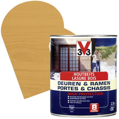 Lasure pour portes et châssis Haute Protection Chêne Moyen satinée 2,5 L V33