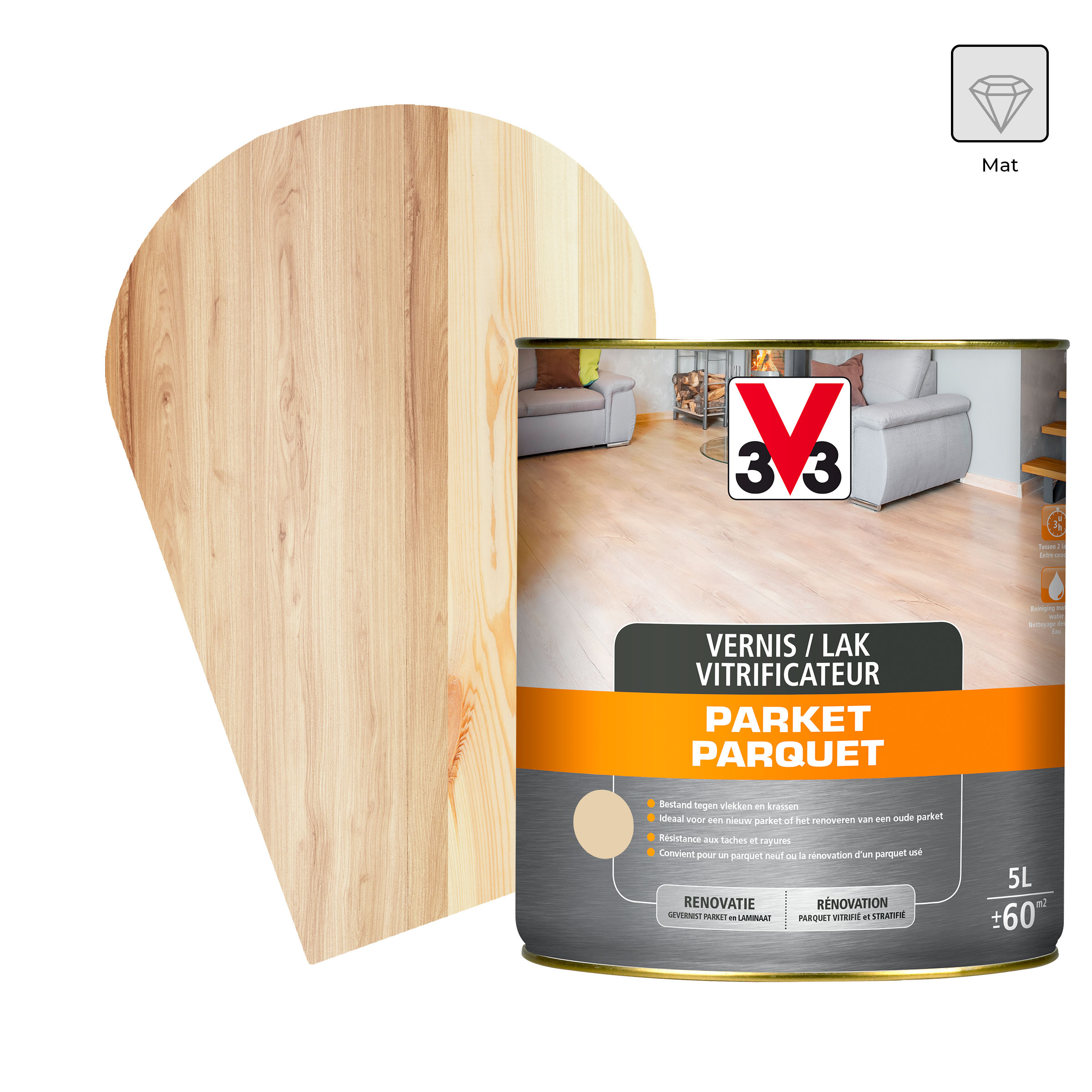 Vernis pour bois extérieur V33 Haute protection incolore mat 0.75