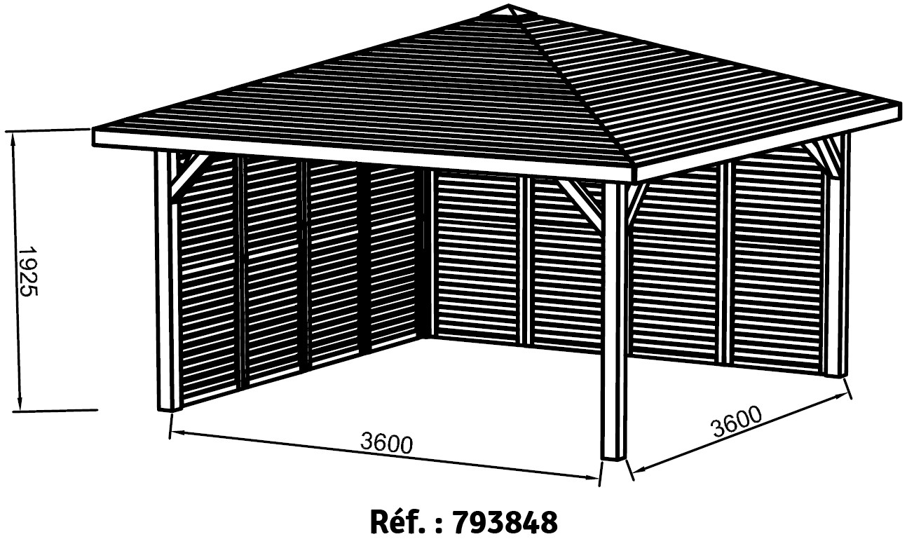 Pavillon assemblé 3,6 x 3,6 m Solid