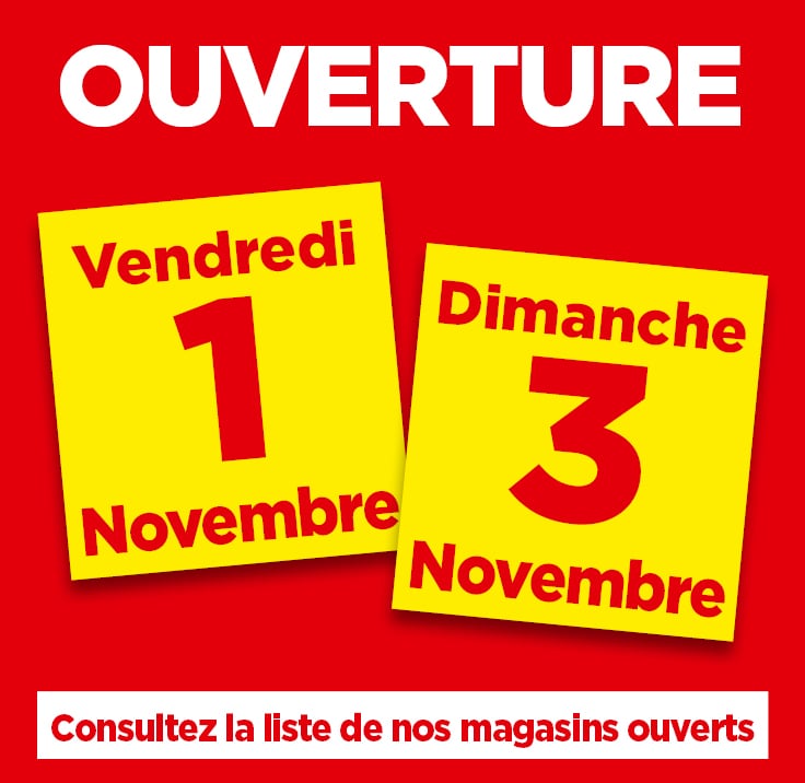 Magasins ouverts les 1 et 3 novembre 2024