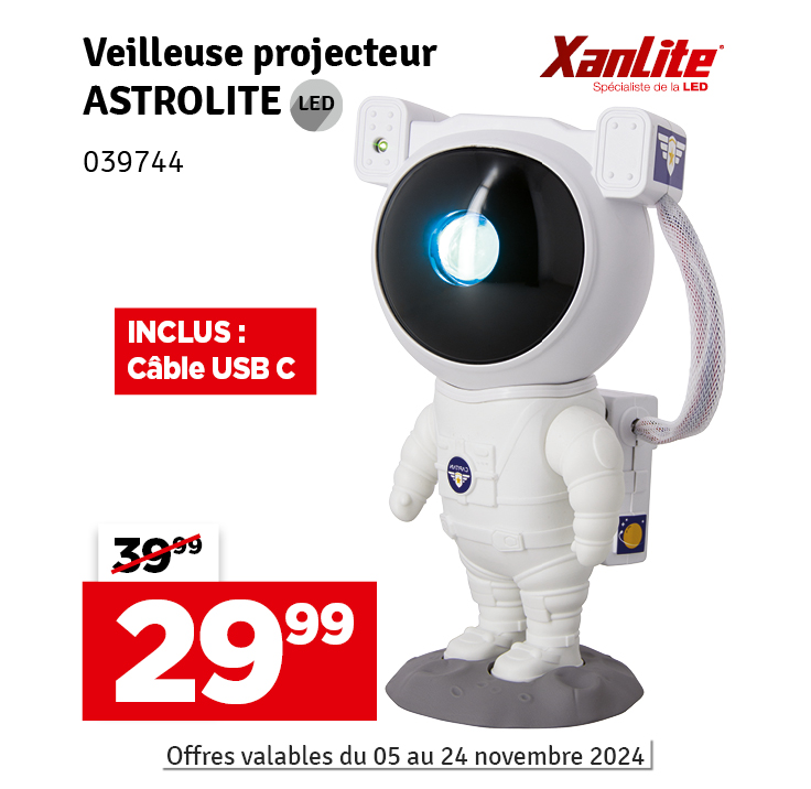 Veilleuse avec projecteur LED Astrolite XANLITE